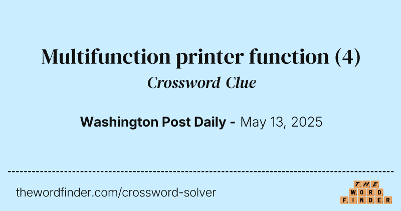 Multifunction printer function crossword clue image
