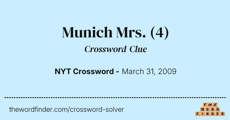 Munich Mrs. crossword clue image