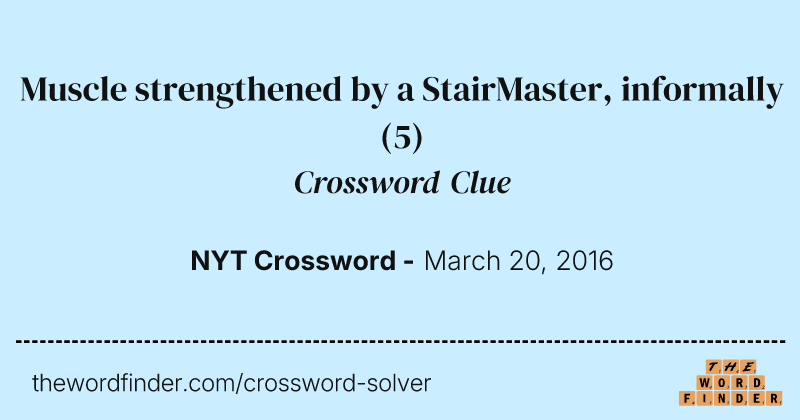 Muscle strengthened by a StairMaster, informally crossword clue image