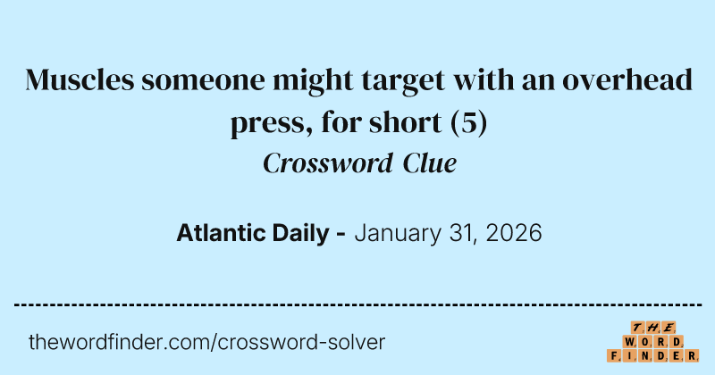 Muscles someone might target with an overhead press, for short crossword clue image