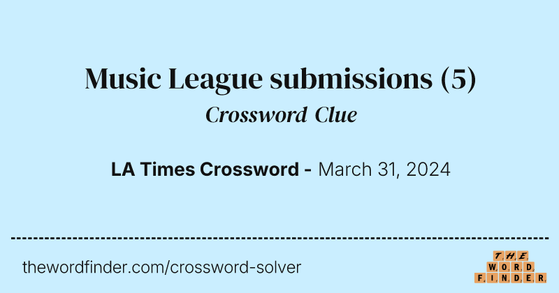 Music League submissions crossword clue image