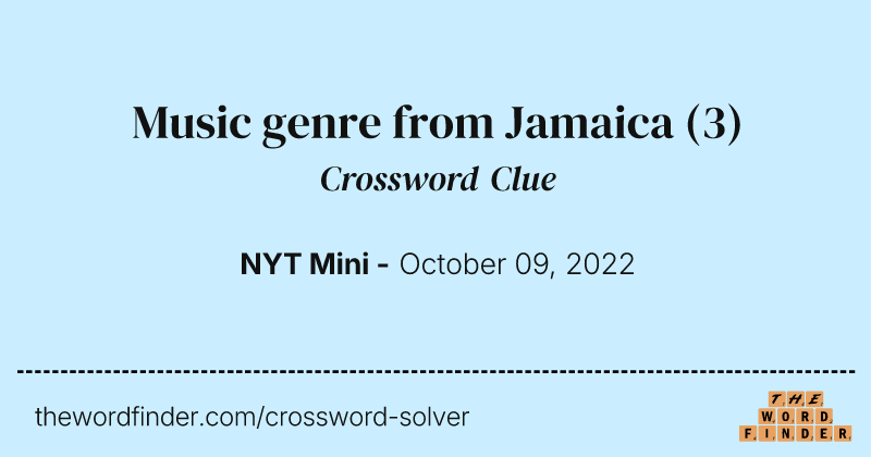 Music genre from Jamaica crossword clue image