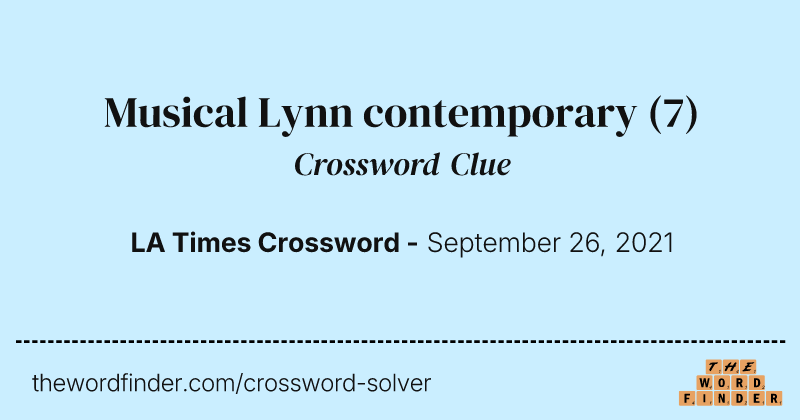 Musical Lynn contemporary crossword clue image