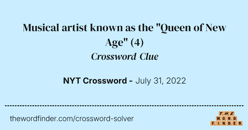 Musical artist known as the "Queen of New Age" crossword clue image