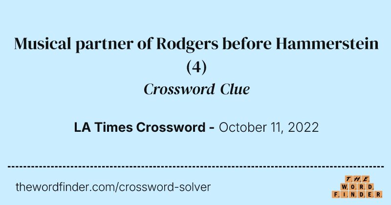 Musical partner of Rodgers before Hammerstein crossword clue image