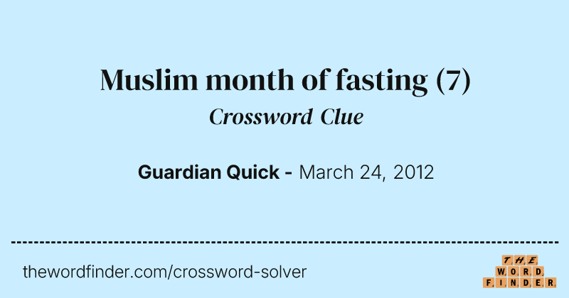 Muslim month of fasting crossword clue image