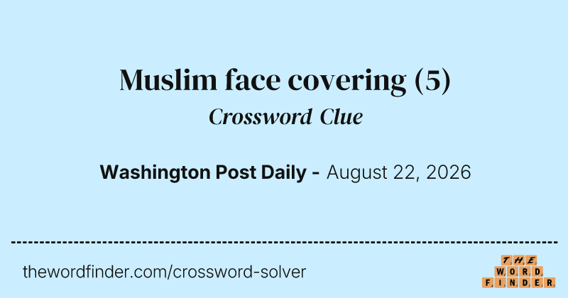 Muslim face covering crossword clue image