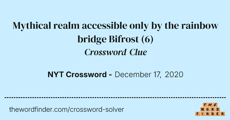 Mythical realm accessible only by the rainbow bridge Bifrost crossword clue image