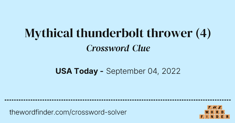 Mythical thunderbolt thrower crossword clue image