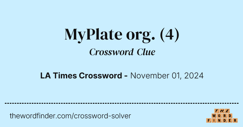 MyPlate org. crossword clue image
