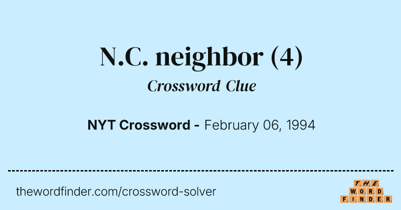 N.C. neighbor crossword clue image
