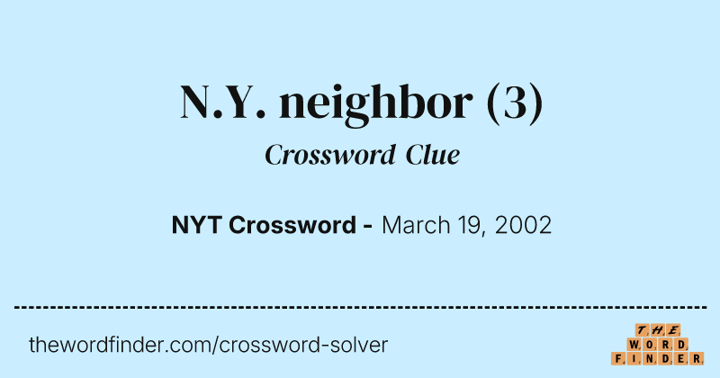 N.Y. neighbor crossword clue image