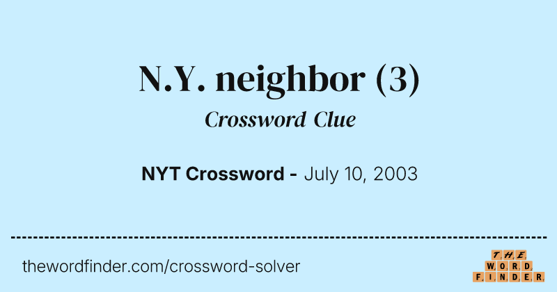 N.Y. neighbor crossword clue image