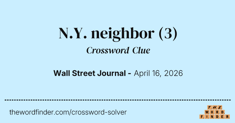 N.Y. neighbor crossword clue image
