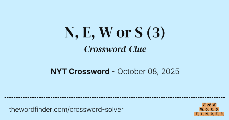 N, E, W or S crossword clue image
