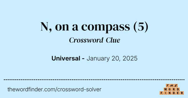 N, on a compass crossword clue image