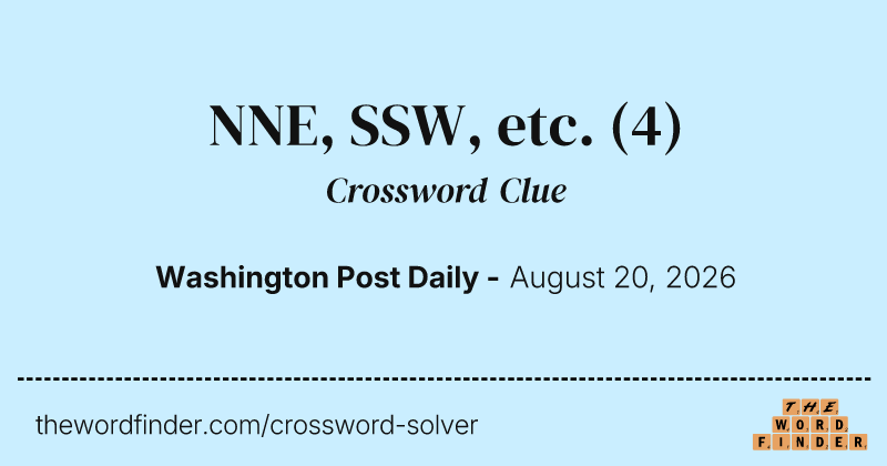 NNE, SSW, etc. crossword clue image