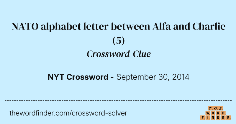 NATO alphabet letter between Alfa and Charlie crossword clue image