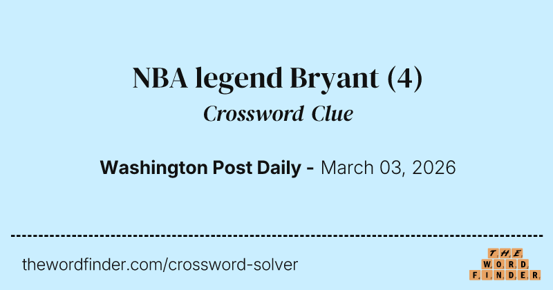 NBA legend Bryant crossword clue image