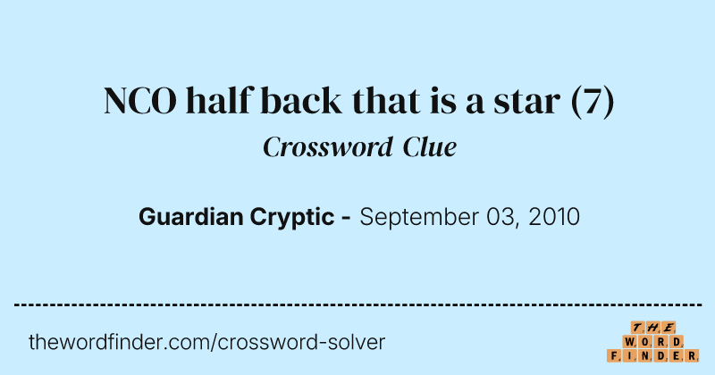 NCO half back that is a star crossword clue image