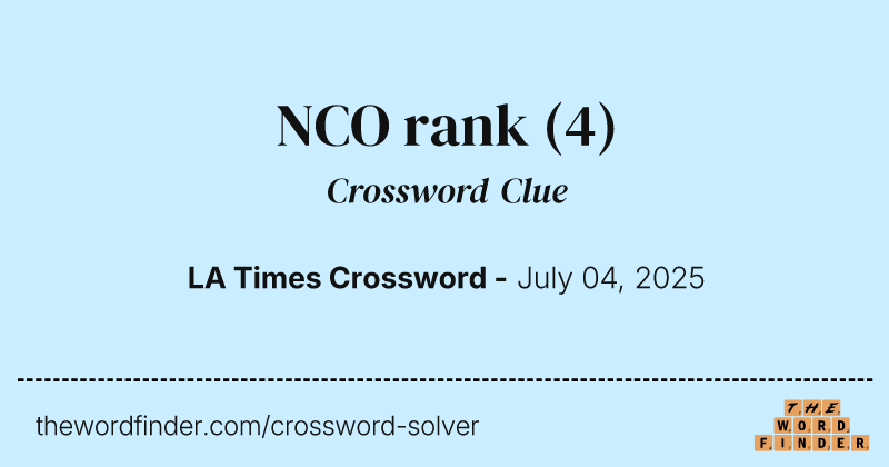 NCO rank crossword clue image