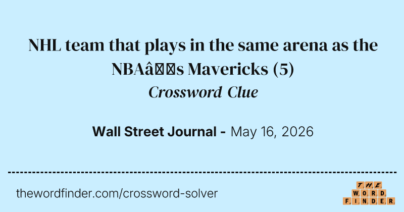 NHL team that plays in the same arena as the NBA’s Mavericks crossword clue image