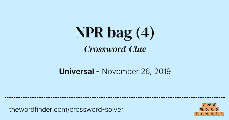 NPR bag crossword clue image