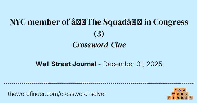 NYC member of “The Squad” in Congress crossword clue image