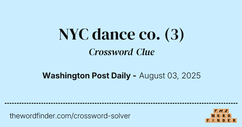 NYC dance co. crossword clue image