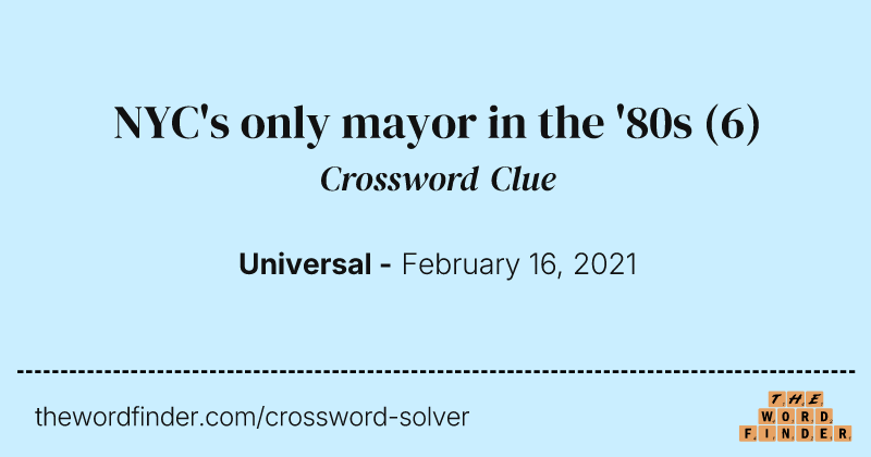 NYC's only mayor in the '80s crossword clue image