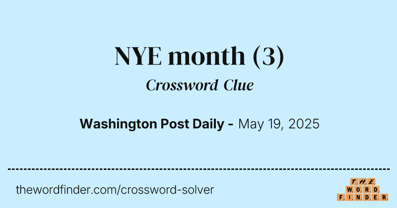 NYE month crossword clue image