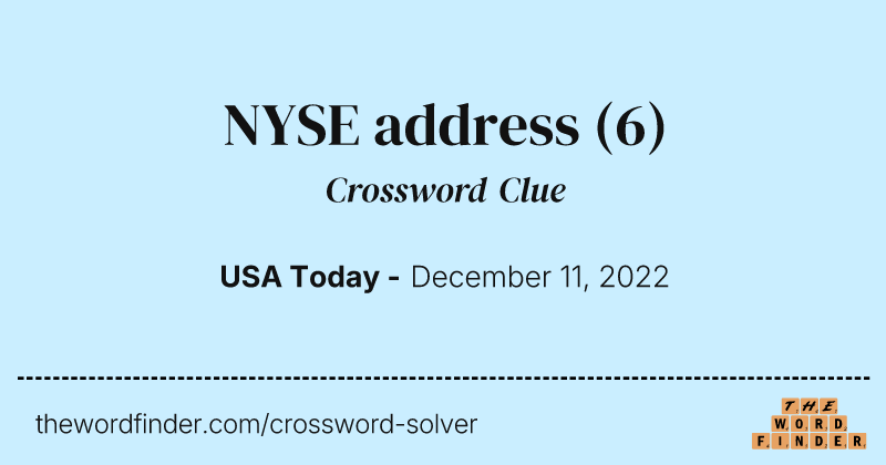 NYSE address crossword clue image