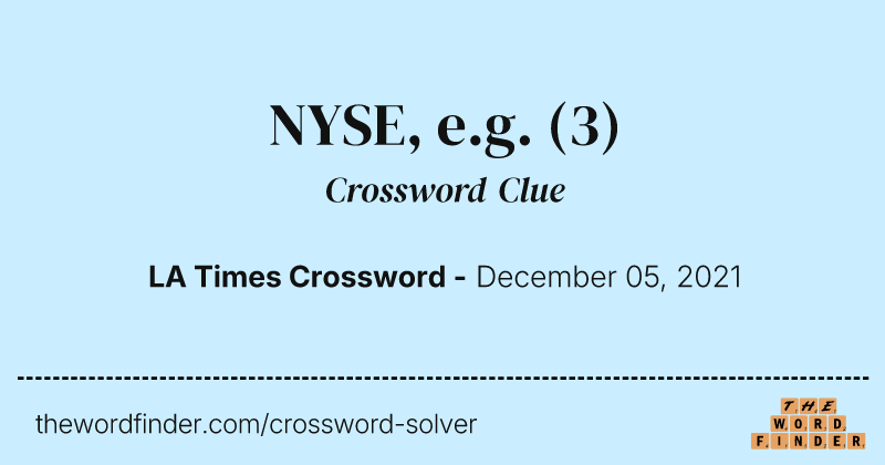 NYSE, e.g. crossword clue image