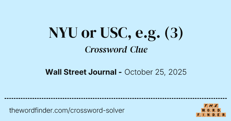 NYU or USC, e.g. crossword clue image
