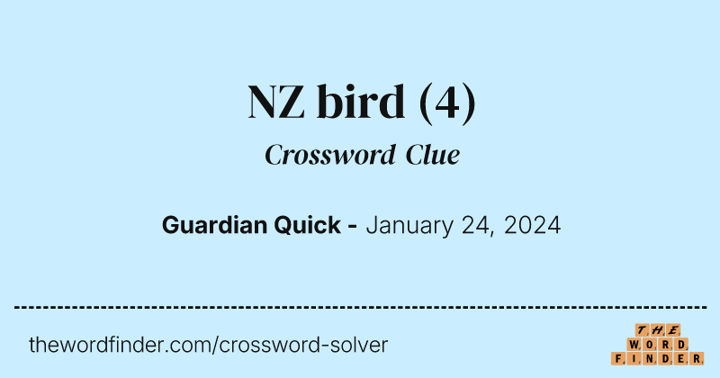 NZ bird crossword clue image