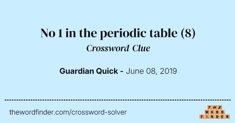 No 1 in the periodic table crossword clue image