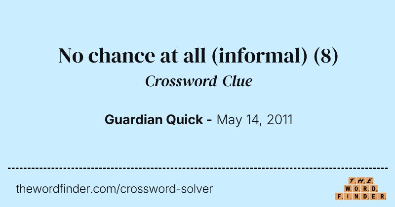 No chance at all (informal) crossword clue image