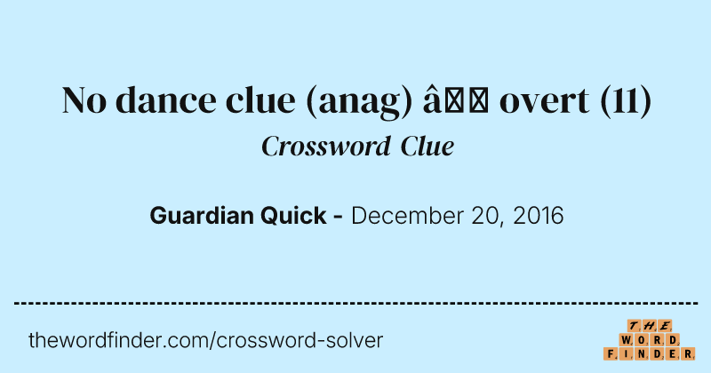 No dance clue (anag) — overt crossword clue image