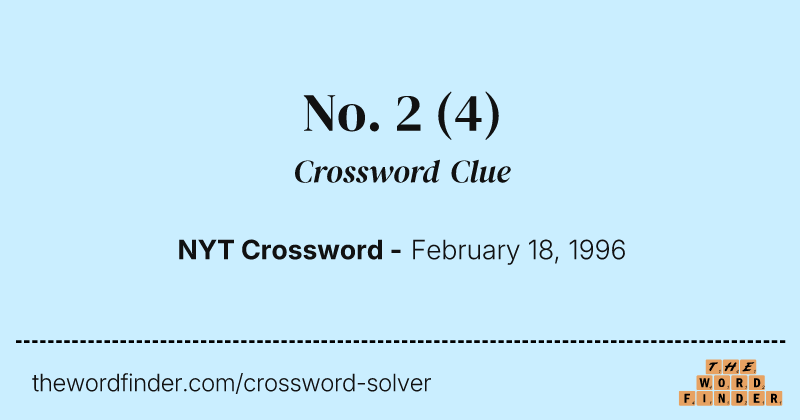 No. 2 crossword clue image