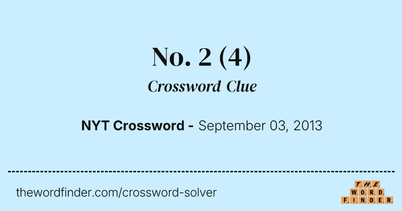 No. 2 crossword clue image