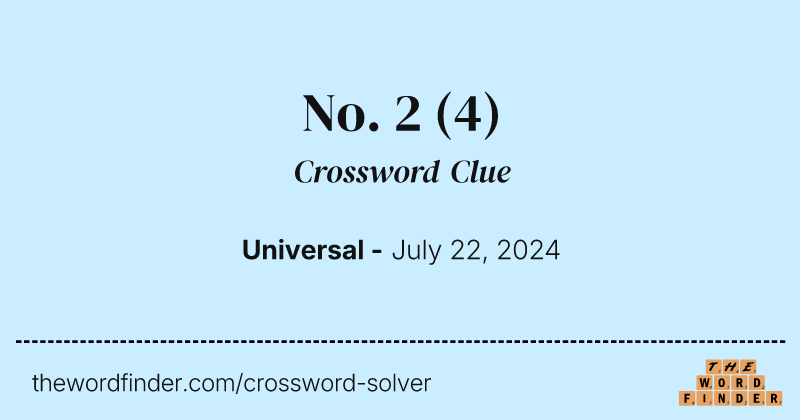 No. 2 crossword clue image