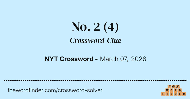 No. 2 crossword clue image