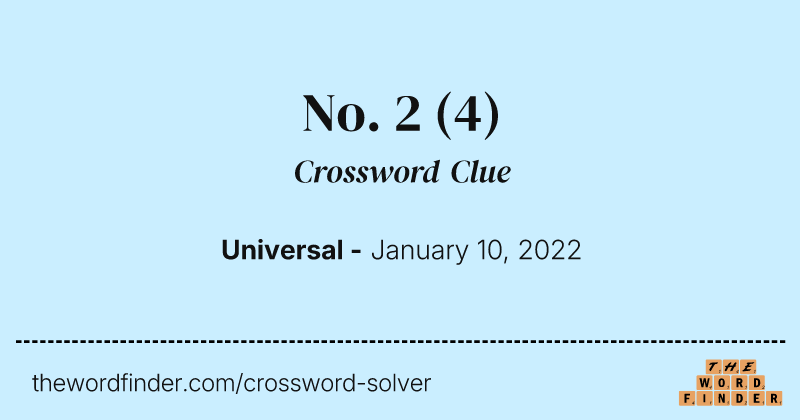No. 2 crossword clue image
