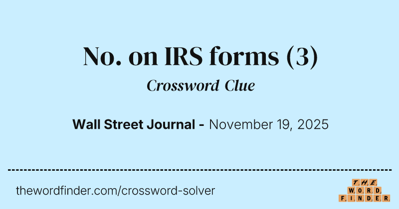 No. on IRS forms crossword clue image
