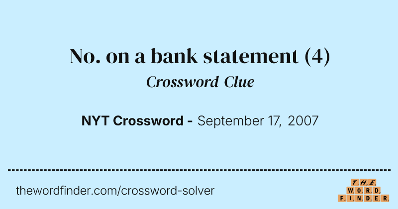 No. on a bank statement crossword clue image