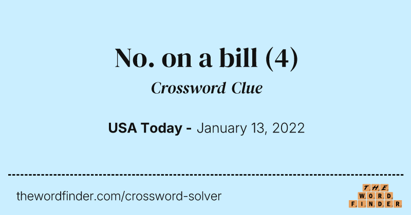 No. on a bill crossword clue image