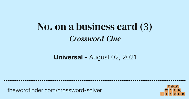 No. on a business card crossword clue image