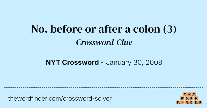 No. before or after a colon crossword clue image