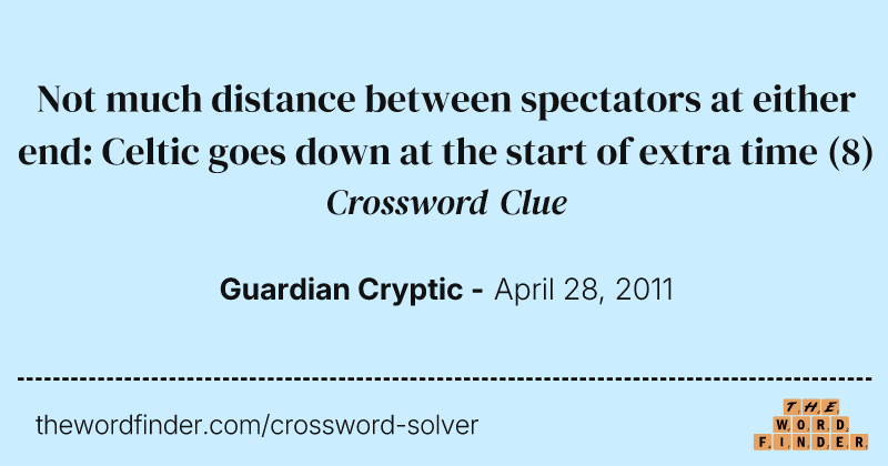 Not much distance between spectators at either end: Celtic goes down at the start of extra time crossword clue image