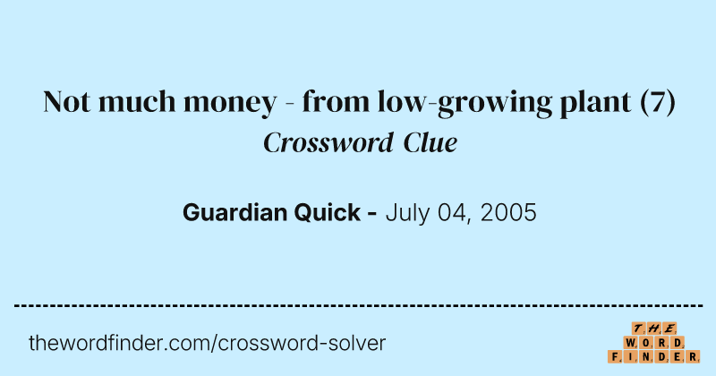 Not much money - from low-growing plant crossword clue image